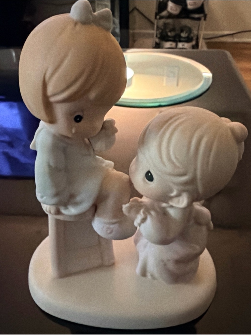 Precious Moments White and Cream Porcelain Figurine of Two Children